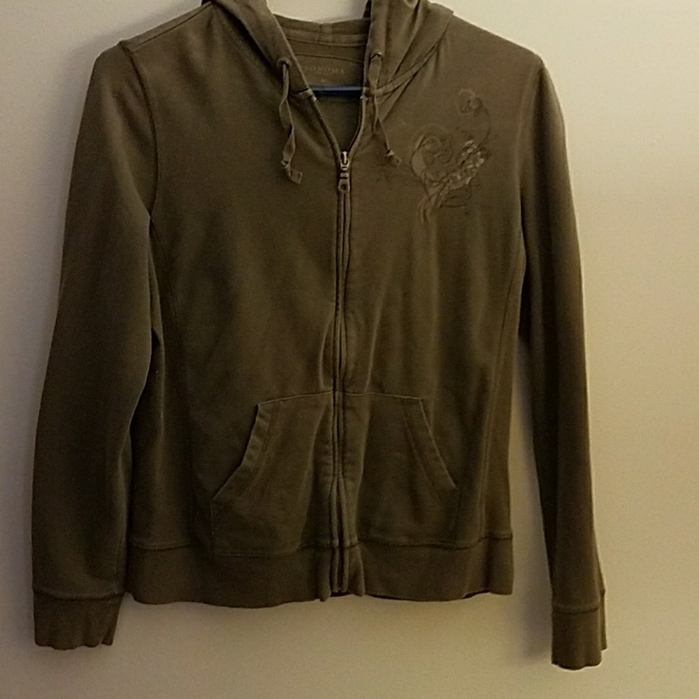 Sonoma Olive green graphic hoodie Sz M